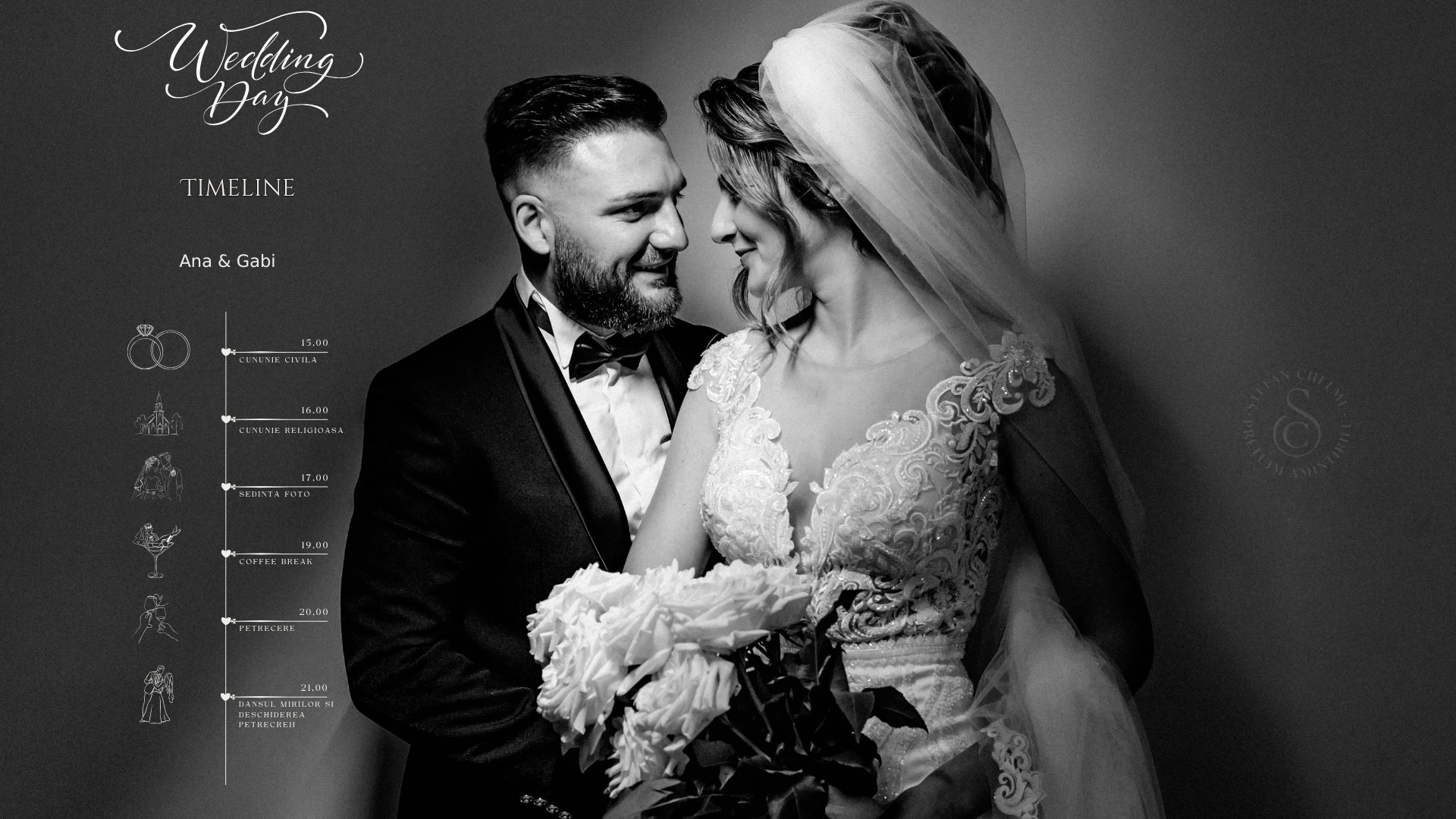Template de orgarnizare a nuntii realizat de fotograful stefan chelmu in canva
